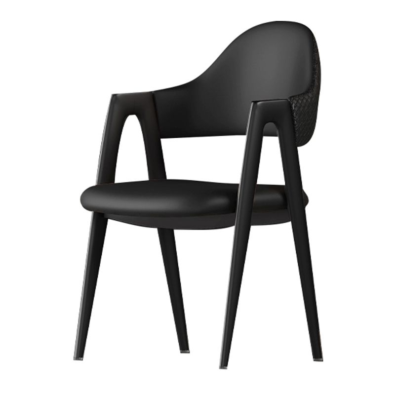 Contemporary Metal Dining Room Chairs Leather Open Back Dining Side Chair for Home Use