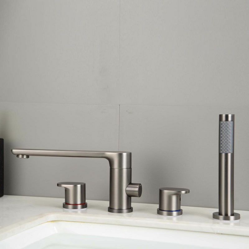 Modern Bathtub Faucet Deck Mounted Roman Tub Faucet Trim with Handshower