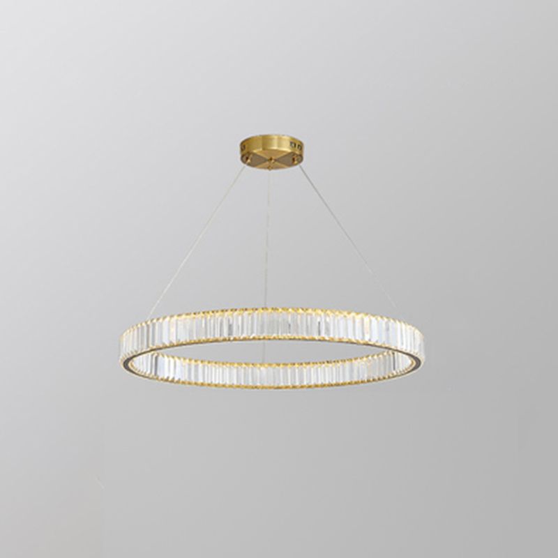 Modern Simple LED Chandelier Crystal Circular Pendant Light for Bedroom