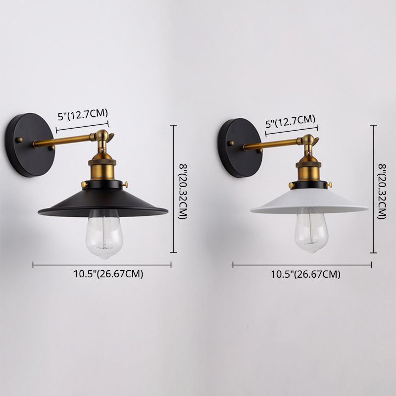 1-leichte Wandlampe für industrielle Stile mit Metalluntertasse Schatten 90 ° Verstellbarer Schwung Arm Leuchte für Coffeeshop-Restaurants