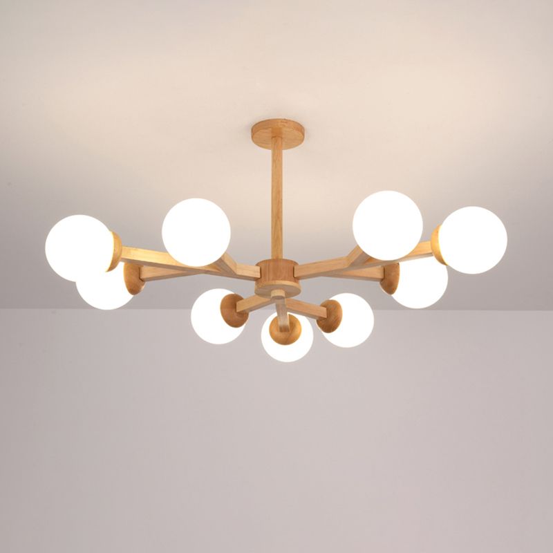 Globe Chandelier Light Fixtures Modern Multi-Head Hanging Pendant Lamps with White Glass Shade