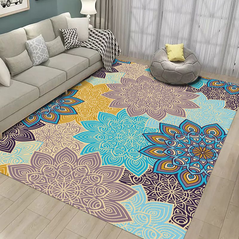 Bohemian Chevron Print Rug Polyester Indoor Carpet Non-Slip Backing Area Rug for Living Room
