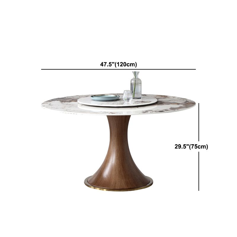Round Sintered Stone Dining Table Modern Furniture with Pedestal Base for Indoor
