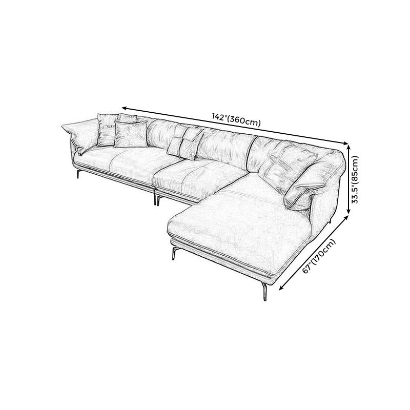 Brown Leather/Faux Leather Sectional Pillow Top Arm for Living Room