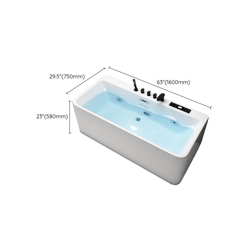 Modern Rectangular Bath Tub with Drain and Overflow Trim Bathtub