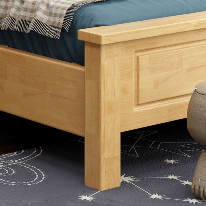 Scandinavian Solid Wood Mattress Included with Headboard Camelback Panel Bed Frame