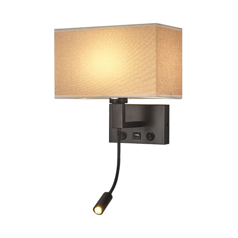 Modern Rectangular Wall Mount Lamp Fabric 2 Lights Wall Light Fixture