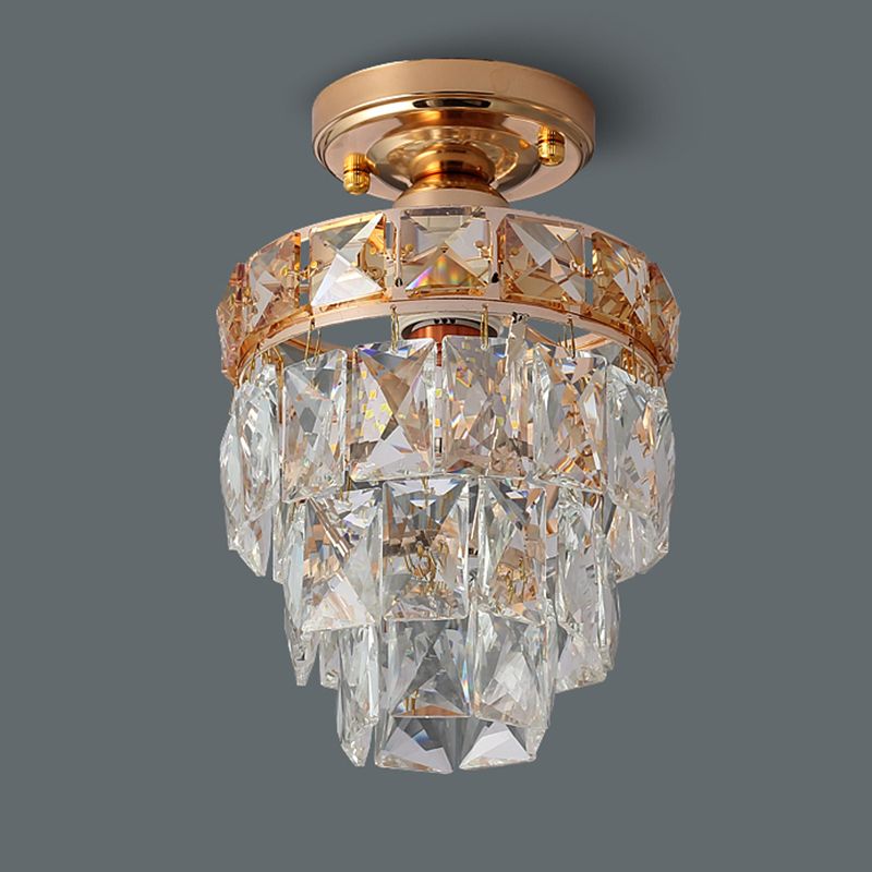 Modern Simple Crystal Ceiling Light Cylinder Shape Ceiling Lamp for Bedroom
