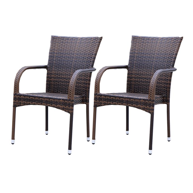 Tropical Brown Patio Dining Chair with Arm Outdoors Dining Chairs