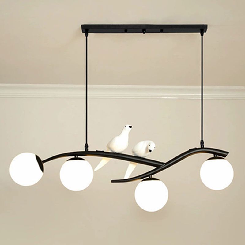 4-Light Sphere Island Lighting Ideas Contemporary Glass Island Chandelier