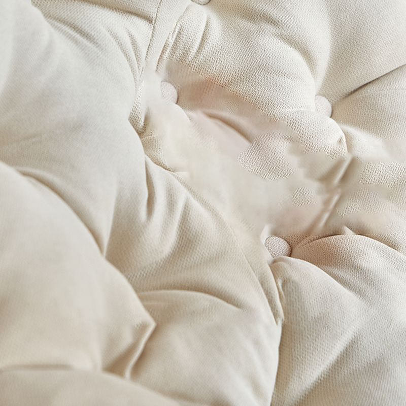 Scandinavian Parsons Chair with Beige Tufted Back and Sled Base