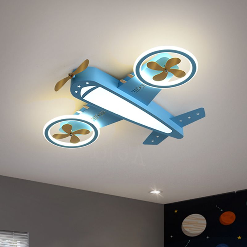 Plafonnier avion bleu Cartoon LED acrylique enfants chambre fluorescente