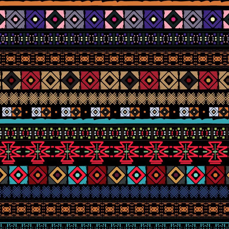 Seamless Squares Wall Paper Murals Red-Yellow-Blue Bohemia Wall Art for Living Room