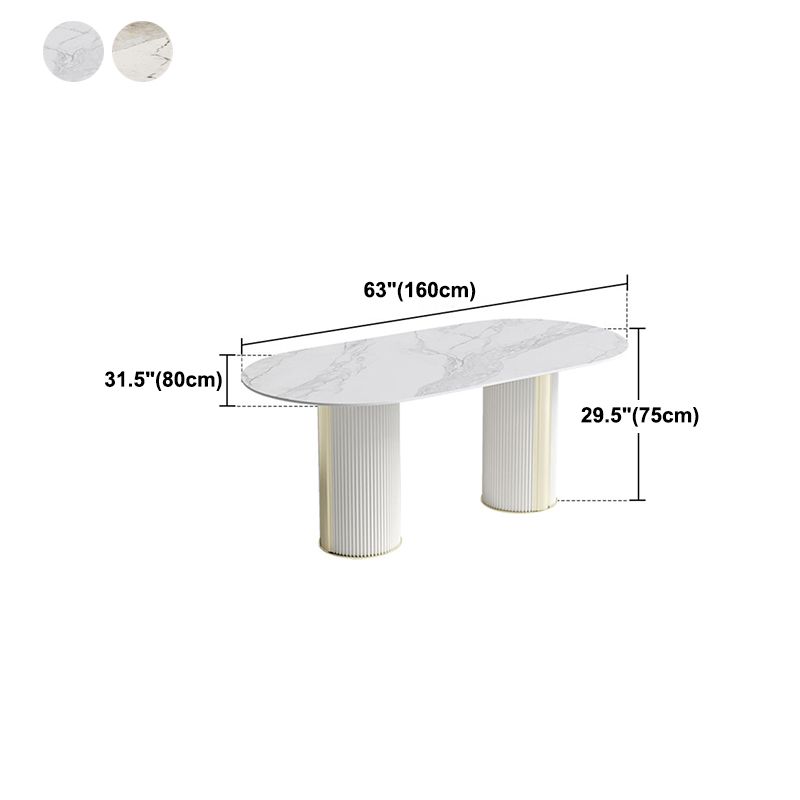 Oval Double Pedestal Furniture Luxury Style Stone Dining Room Collection