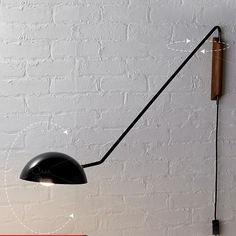 Metal Wall Lamp Industrial Style 1-light Shape Wall Mounted Lighting for Bedroom