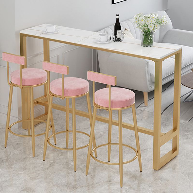 Modern Bar-height Table Faux Marble Top Bistro Pub Table with Metal Base