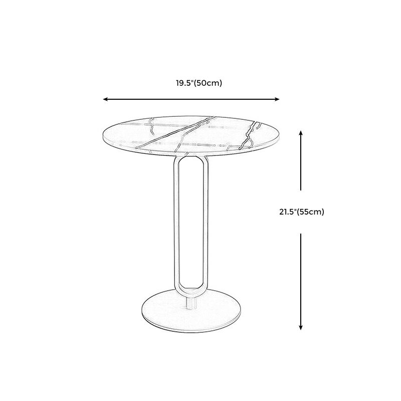 Modern Style Metal Black/gold Base Rock Slab Black/white Top Round Side Table