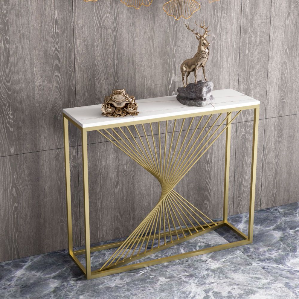 31.5-inch Tall Stone Glam Accent Table Rectangle Console Table for Hall