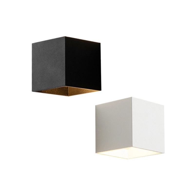 Modern Style Square Shade Wall Sconce Metal 2 Lights Sconces for Bedroom