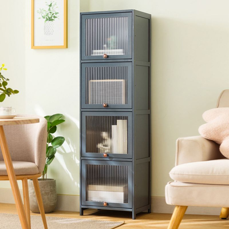 Bamboo Standard Bookcase Scandinavian Closed Back Bookshelf with Cabinets