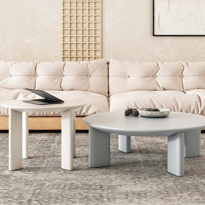 Scandinavian Solid Wood Cocktail Table Round 4 Legs Coffee Table Set