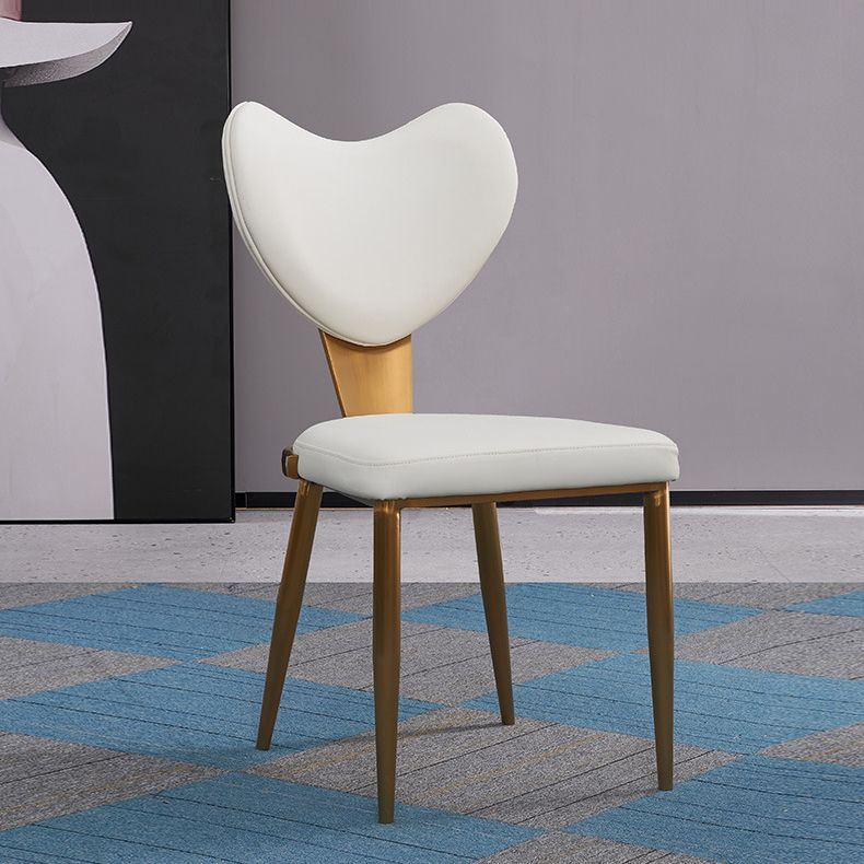 Faux Leather Kitchen Dining Chairs Glam Side Chairs with Metal Base