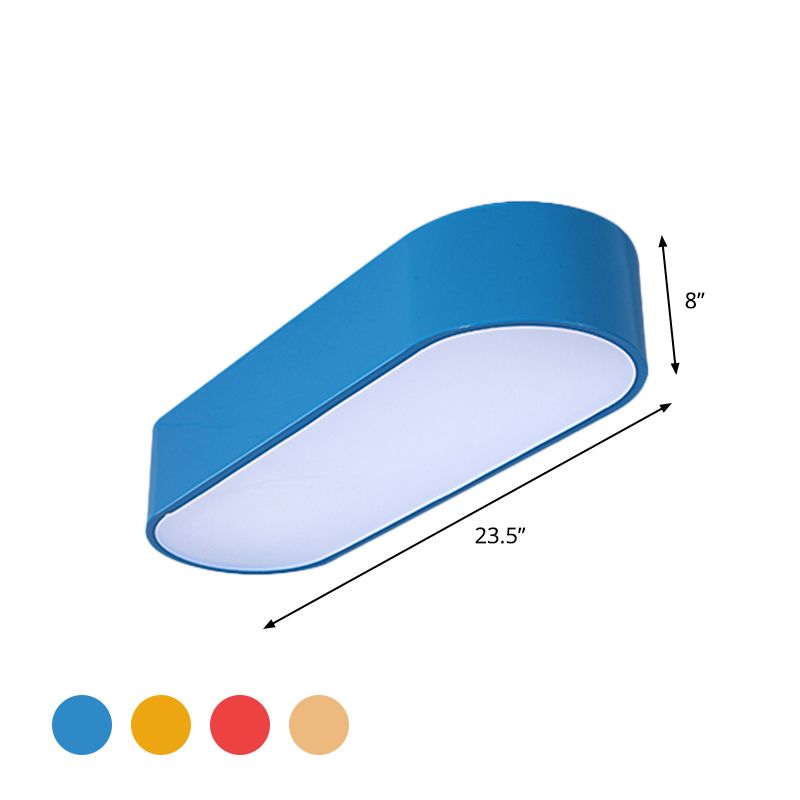 Luminaire encastré LED elliptique pour enfants, finition acrylique rouge/jaune/bleu proche du plafonnier