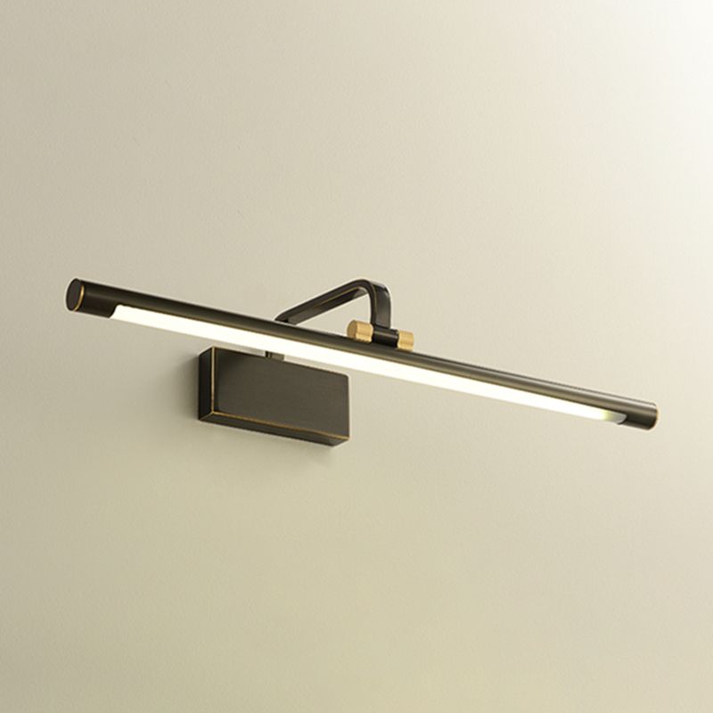 Single Light Metal Linear Wall Lighting Modern Style Mirror Wall Mounted Light Fixture in Black