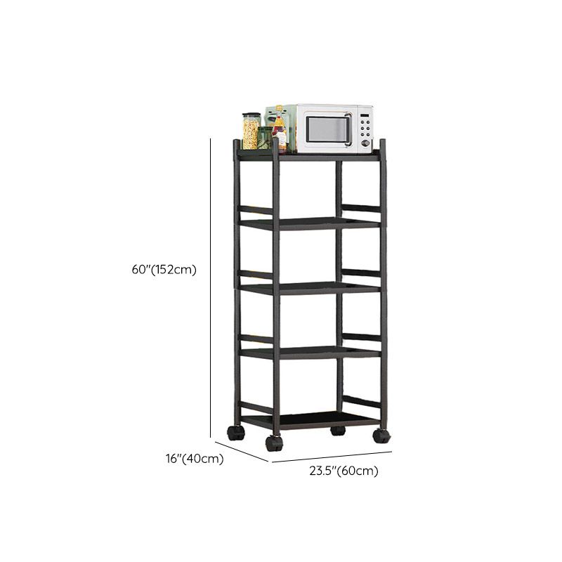 Modern Dining Room Prep Table Black Kitchen Trolley with Locking Wheels