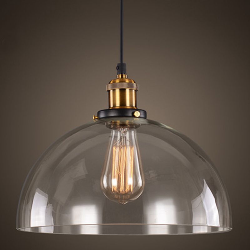 1-Licht-Glasanhängerlampe, industrielles, klares Glas Licht für Wohnzimmer