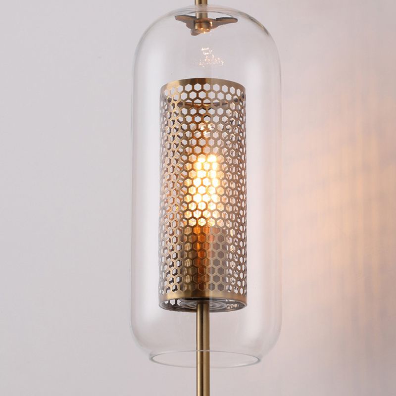 Industrial Style Armed Shape Wall Lamp Glass 1 Light Wall Sconce for Living Room