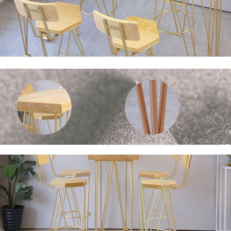 Modern Pub Table Set 1/2/3/5 Pieces Wood Bar Table with Metal Stools