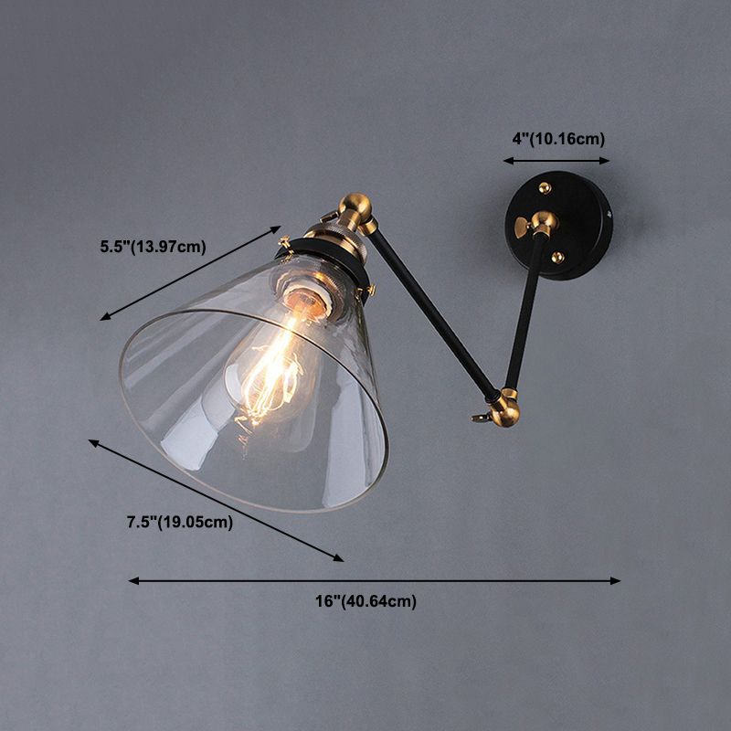 Industrial Style Cone Shape Wall Sconce 1 Light Sconces for Bedroom