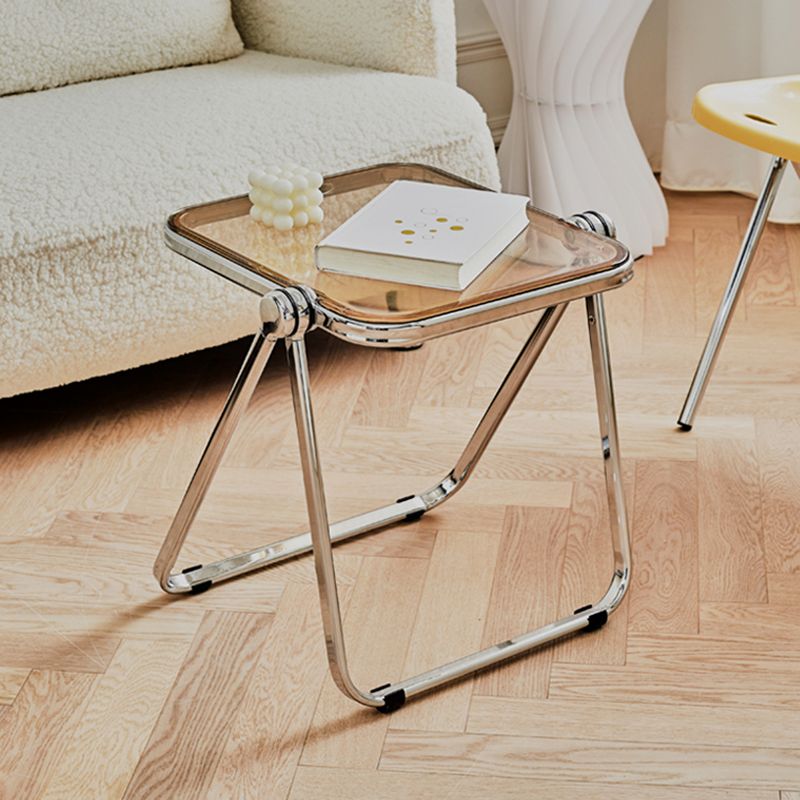 Contemporary Metal X-base End Slide Table Rectangular Side Table