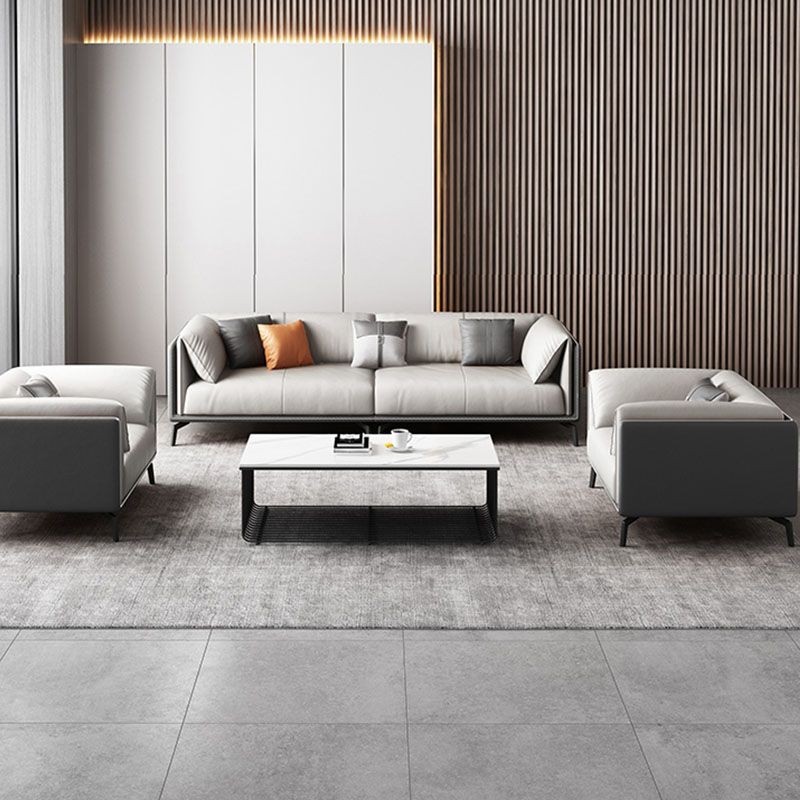 Contemporary Stationary Sofa Standard Square Arm Sofa for Living Room