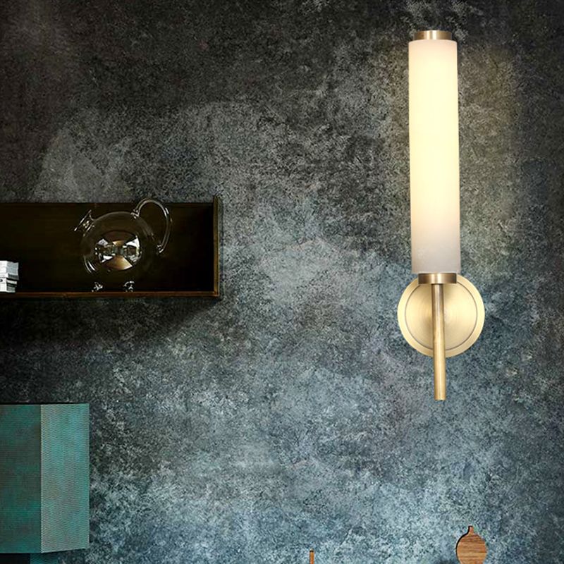 1 / 2 - Light Bath Sconce Brass and Marble Traditional Bathroom Vanity Lighting in Gold