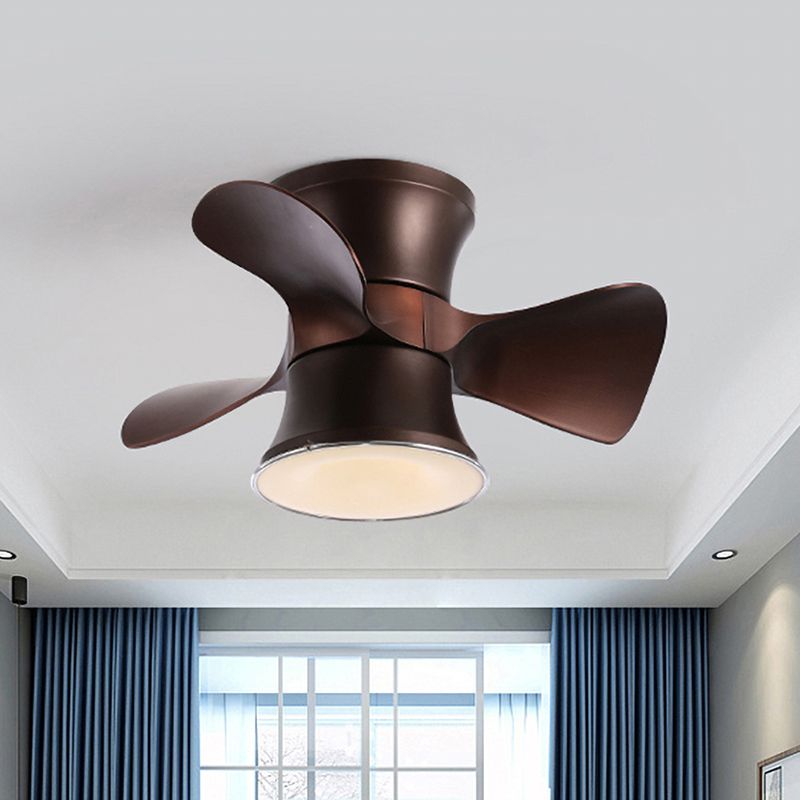 23,5 "W in metallo svasato a filo ventola a soffitto a LED bianco/caffè minimalista con 3 lame