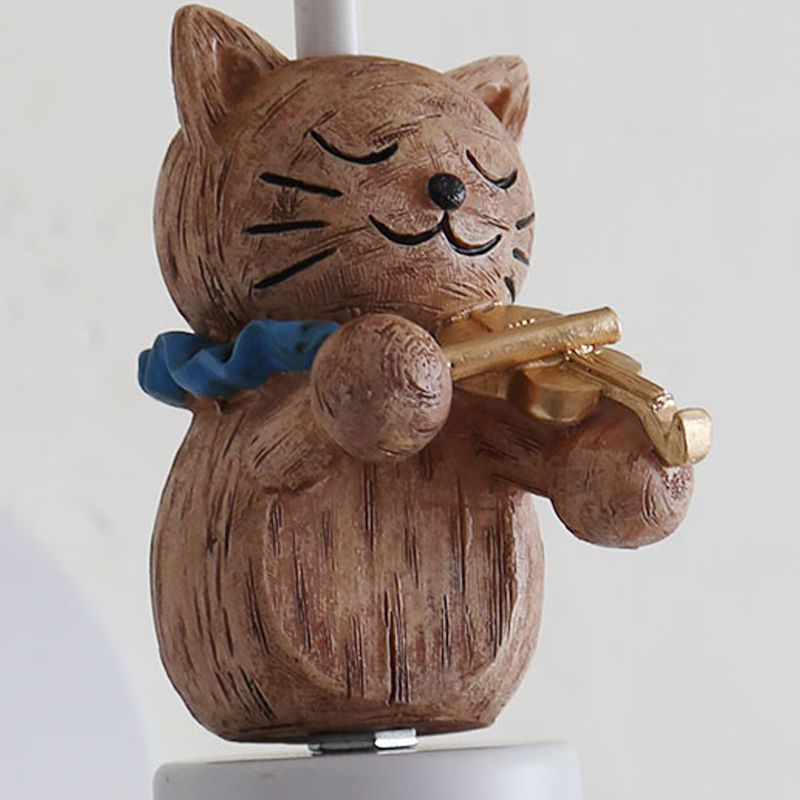 Lovely Pet Cat Wall Light One Light Resin Sconce Light with Floral Shade for Study Room