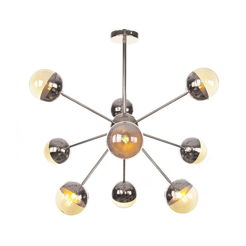 Semi-encastré Globe pour salle à manger, verre blanc/transparent/gris fumée, 9/12/15 lumières, luminaire semi-encastré contemporain en cuivre/chrome/or