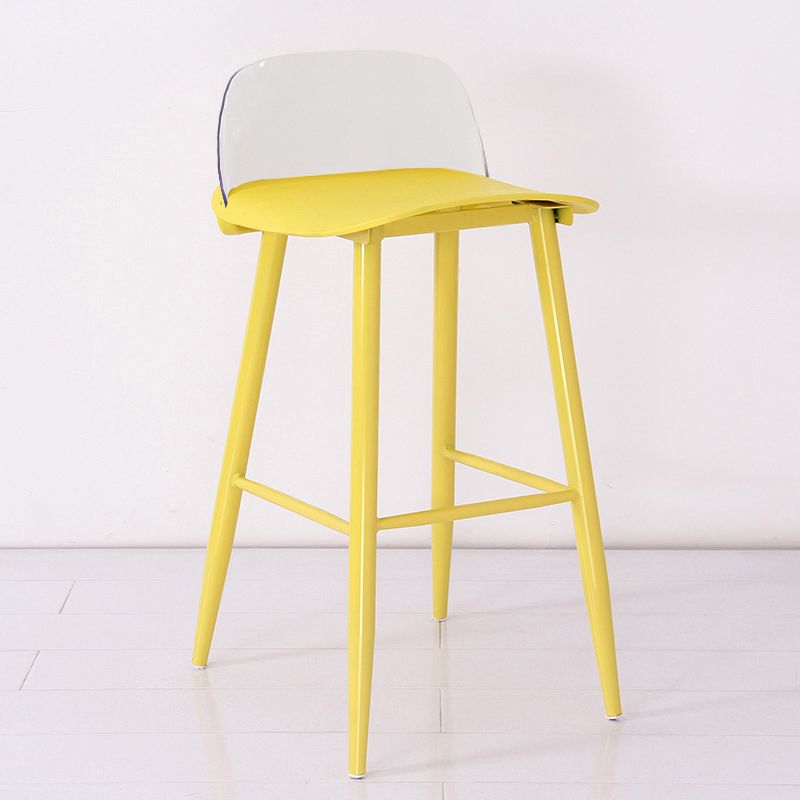 Modern Armless Backrest Counter Stool Iron Kitchen Bar Stool with Acrylic Seat and Pedal