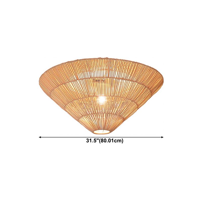 Cone Shape Ceiling Light Fixture Rattan Flush Mount Light for Living Room