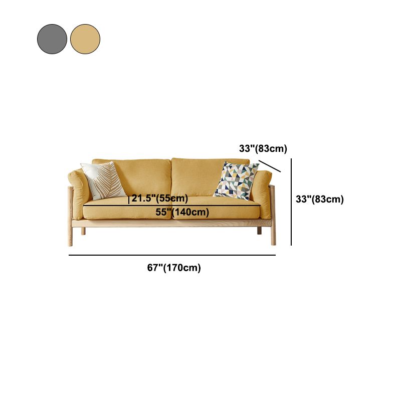 Linen Modern Square Arm Sofa Wooden Standard Sofa for Living Room, Apartment