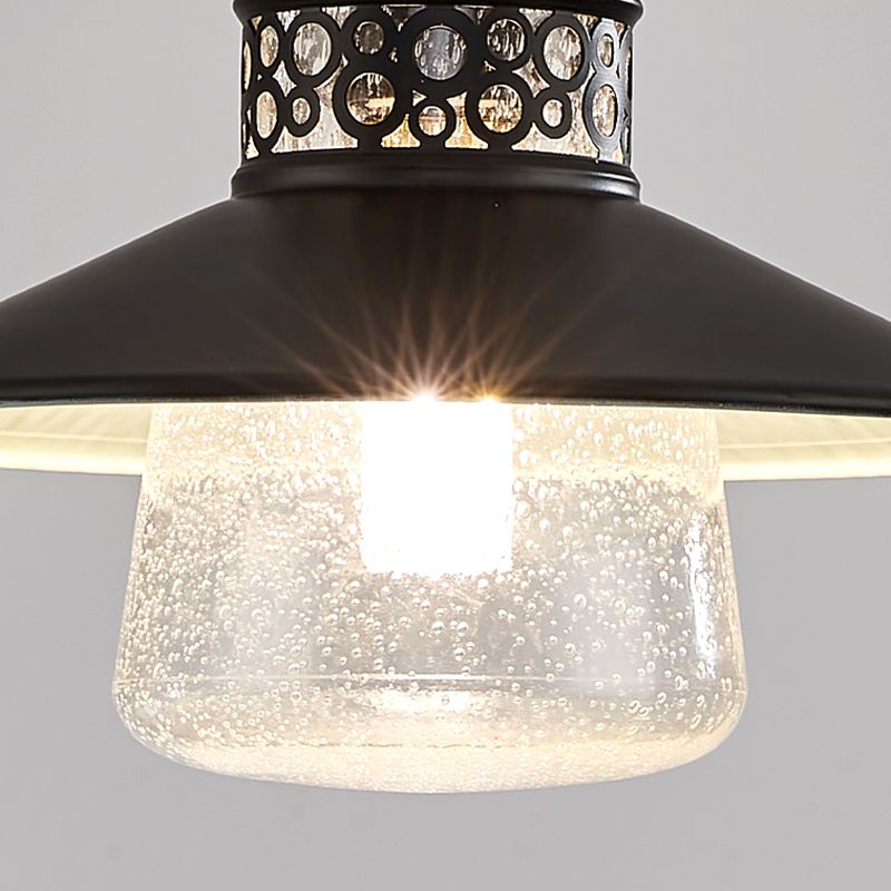 Cilindrische inbouwlamp Traditionele 1-lichts close-to-plafondlamp met glazen kap