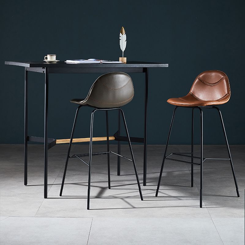 Low Back Bar & Counter Stool Bucket Industrial Quilted Leather Counter Stool