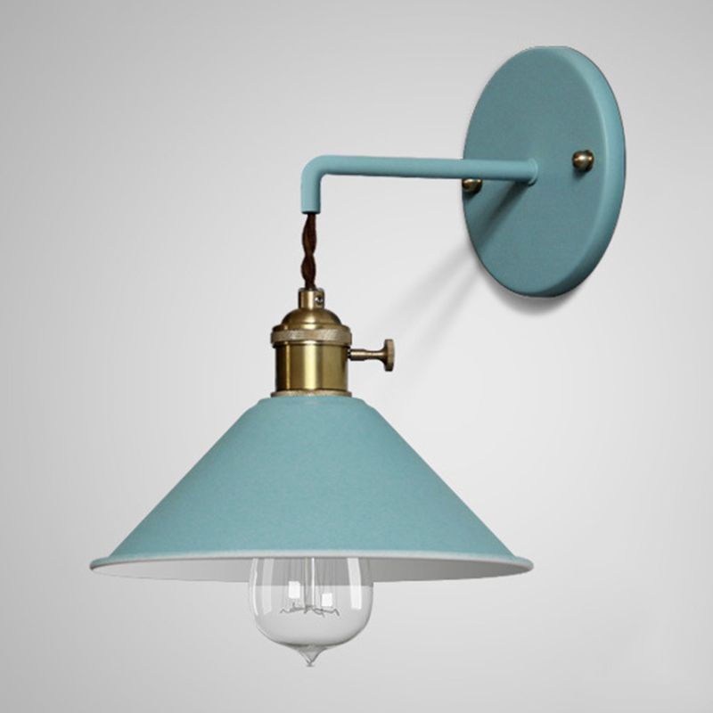 Cone Shaded Wall Light Industrial Polish Finish Lighting for Living Room