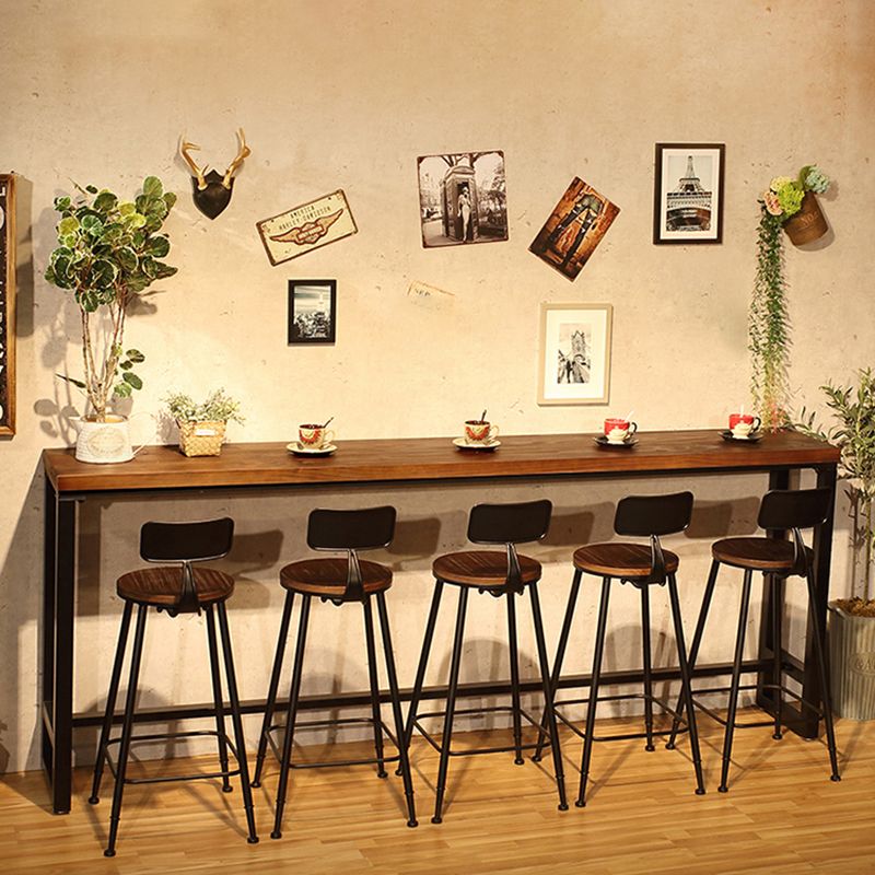 Rectangle Counter Wine Table Footrest Wood Industrial Cocktail Bar Table for Coffee Shop