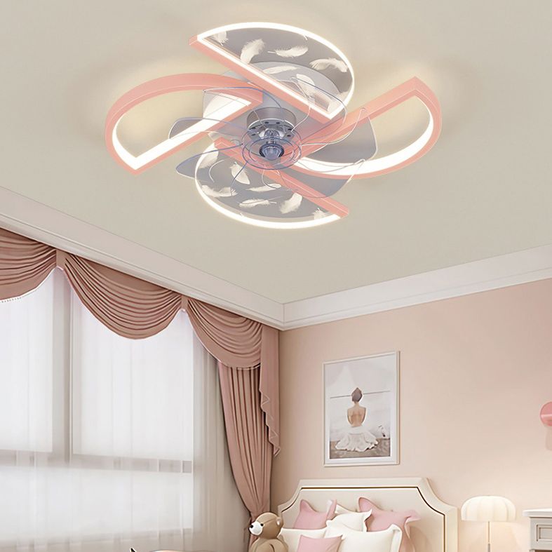 Nórdico Ventilador LED de dormitorio acrílico en forma de montura de montaje en forma de viento