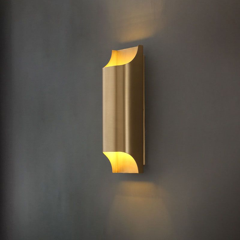 Gold Contemporary Metal Wall Lighting 1-Light Squared Sconce Light for Bedroom
