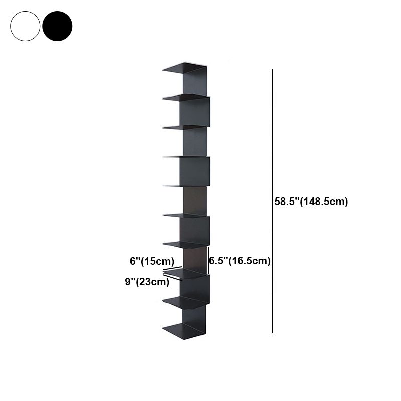 Contemporary Corner Bookshelf Closed Back Iron Vertical Bookcase