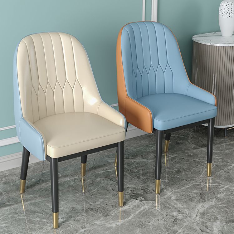 Scandinavian Style Metal Dining Chair Dining Room Upholstered Parsons Armless Chair